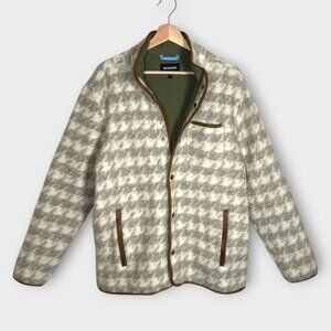 BONOBOS Italian Wool Fleece Jacket Mens LARGE Lightweight Houndstooth
